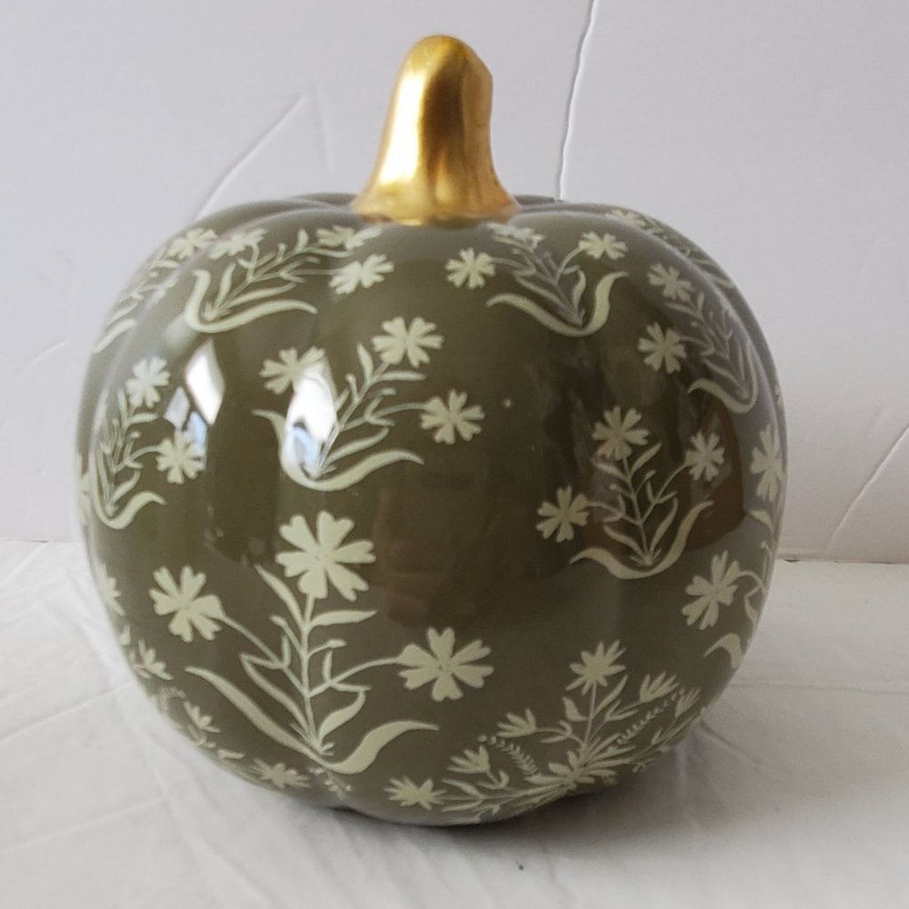 Modern Folk Art Green Pumpkin